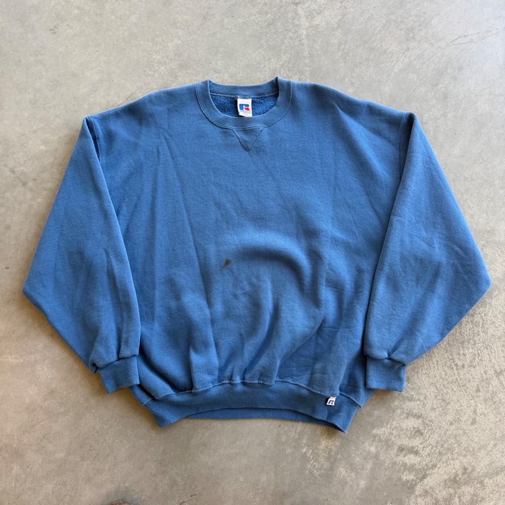 Vintage Russell Athletic Crewneck Sweatshirt Blue XXL V-Stitch Pullover Mens